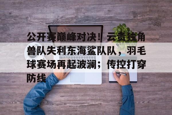 九游娱乐公开赛巅峰对决！云贵独角兽队失利东海鲨队队，羽毛球赛场再起波澜；传控打穿防线的简单介绍